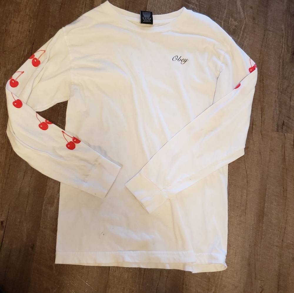 Obey Cherry White Long Sleeve T-Shirt